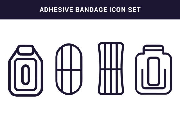 Adhesive Bandage Icon Set for Medical: Clear Visual Communication for Healthcare Design