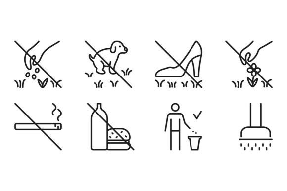 Black Line Lawn Icon Set: A Strategic Tool for Clear Visual Communication in Parks and Public Spaces