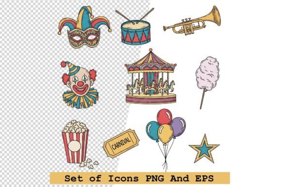 Build Vibrant Designs with a Carnival Icons Vector Set