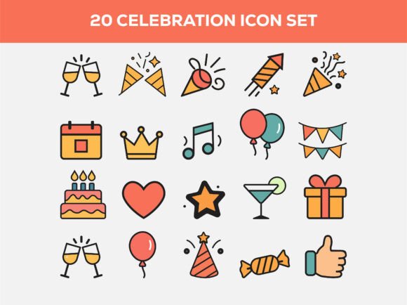 Celebration Icon Set Vector Illustration