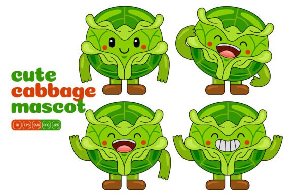 Cute Cabbage Mascot Vector Pack 01: A Versatile Illustration Resource for Modern Design Needs