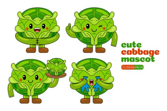 Cute Cabbage Mascot Vector Pack 04: A Versatile Toolkit for Modern Visual Content