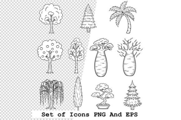 Hand Drawn Tree Icons: Versatile Design Assets for Creative Projects