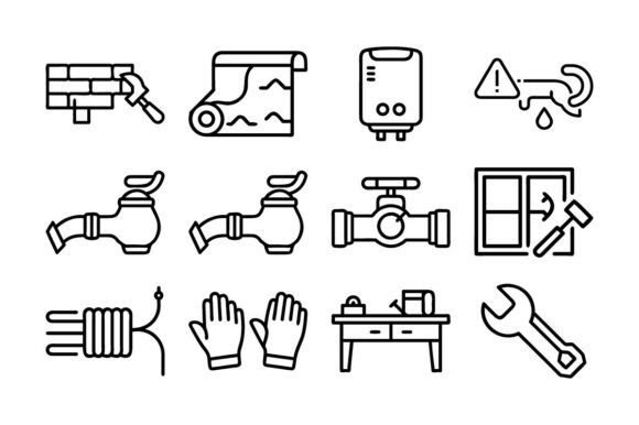 Handyman Outline Vector Icon Set for Modern Design Projects