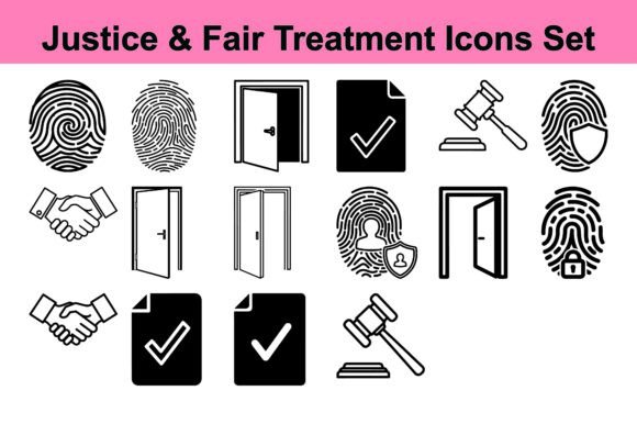 Justice Fair Treatment Icons Set: Building Integrity into Visual Communication