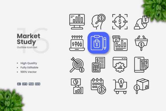 Market Study Outline Icons: The Power of Simple and Clean Design in Modern Visual Communication