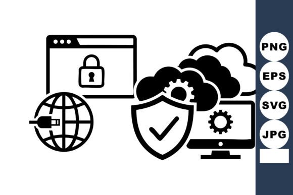 Monochrome Cyber Security Icons: Strategic Visuals for Clear Communication