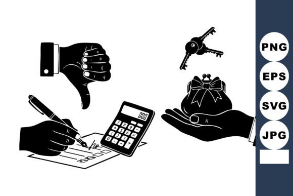 Monochrome Finance Icons Set for Clear Visual Communication