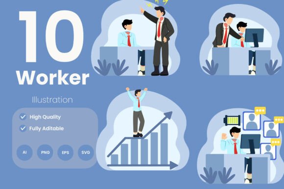 Office Worker Illustration Pack for Modern Design