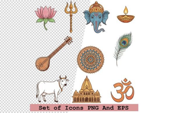 Set of Hindu Icons: A Versatile Vector Set for Modern Design